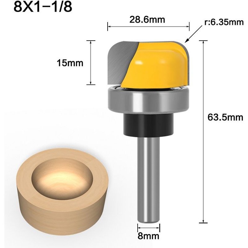 8mm shank NO3 Mèche de toupie à bois 6mm/6.35mm/8mm, 1 à 3 pièces, bol à tige et gabarit de plateau, fraiseuse pour le travail du bois ""Nipseyteko
