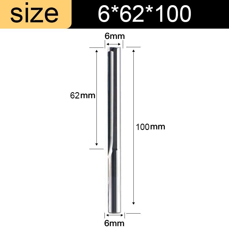 6x62x100 Vsharp 3.175 4 6 8 10mm tige 2 cannelures, fraise CNC en carbure de tungstène, bois dur, gravure MDF, mèche de routeur ""Nipseyteko
