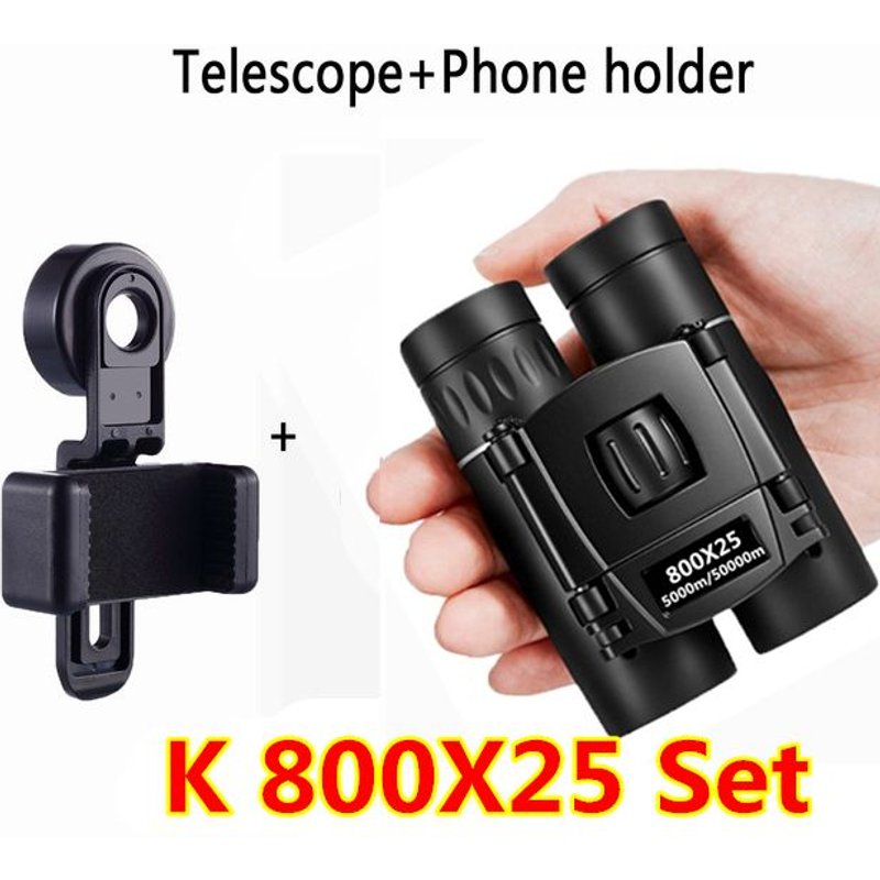 K-800X25 Set Jumelles puissantes pliables 700x25 HD, longue portée 5000m/50000m, optique Mini BAK4 FMC pour la chasse, le Camping et le sport en plein air ""Nipseyteko