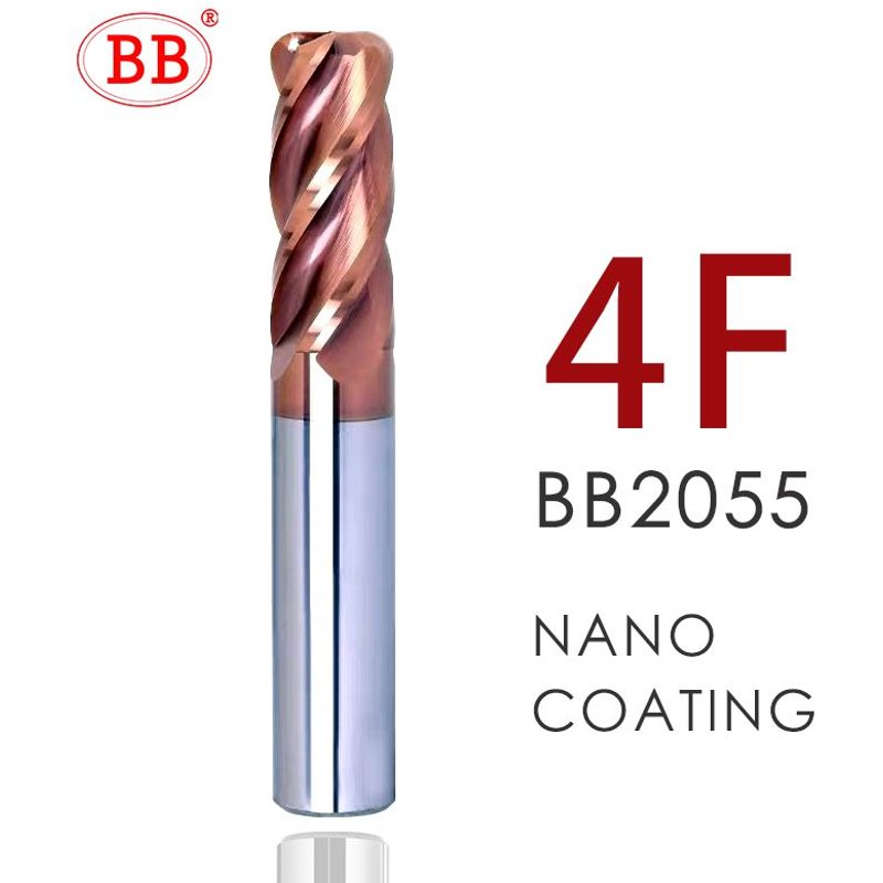 8R2 x8x60 4F-BB2055 BB CNC fraise en carbure de tungstène et acier, rayon d'angle, fraise en bout R Bullnose, outil de routeur en métal 3 4 cannelures R0.5 R1 ""Nipseyteko
