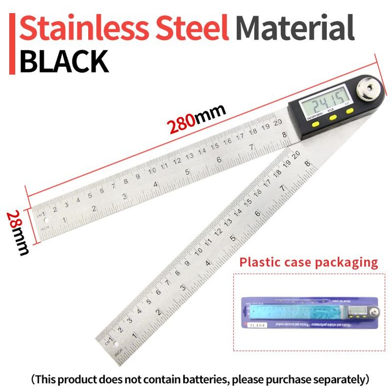 Protractor Steel P2 Goniomètre rapporteur électronique, règle multi-angle, jauge numérique, outil de mesure d'angle, outils pour le travail du bois, détecteur d'angle 360 ""Nipseyteko