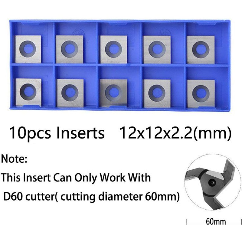 inserts-for-D60 Dreanique – Embout de rabotage de 35/60mm à 3 cannelures pour bois, mèche de raboteuse de 8/12mm de diamètre avec tige de routeur pour la coupe et le surfaçage de la planche à dessin, plaquette en carbure ""Nipseyteko