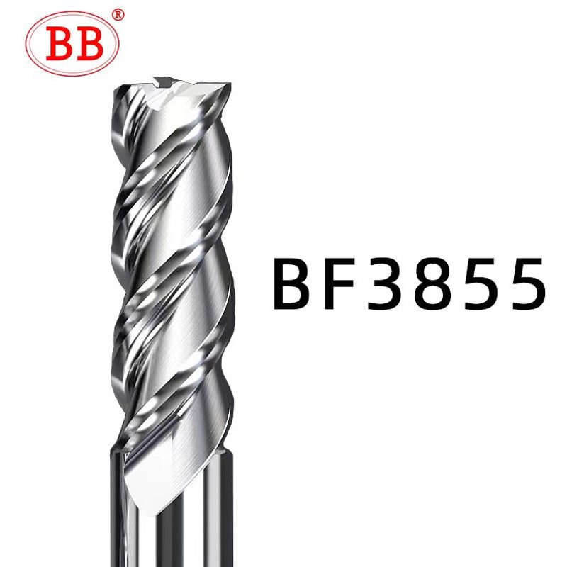 5x5Dx100 3F-BF3855 BB – Fraise monobloc en carbure de tungstène à 3 dents, outil pour commande numérique, CNC, HRC55 pour aluminium, fibre de verre, acrylique, bois, cuivre et plastique, 1 à 20mm ""Nipseyteko