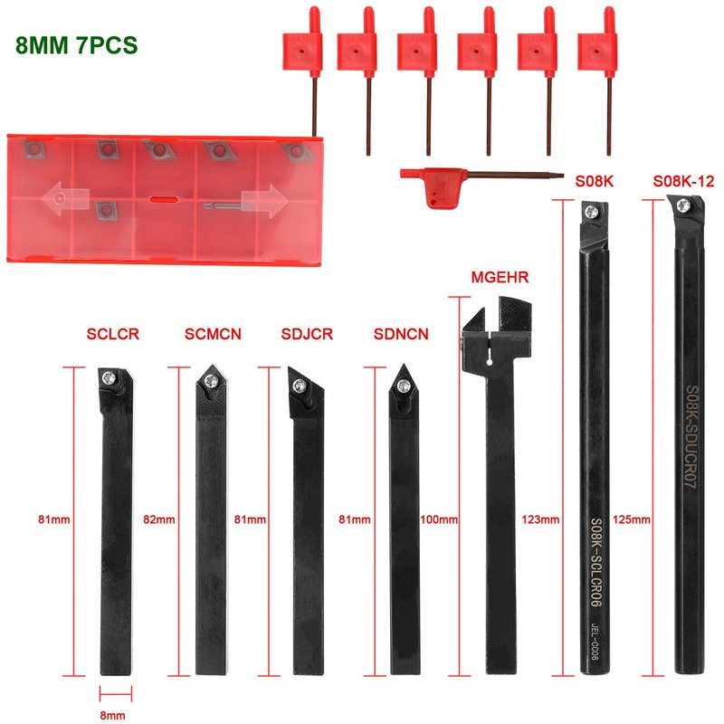 Autre 8mm Barre d'alésage DCMT CCMT avec clés, supports en carbure massif de 16/12/8/10mm, pour outils de tournage de tour CNC, coupe-tour ""Nipseyteko