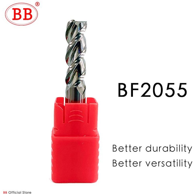 12x12Dx100 3F-BF2055 BB – Fraise monobloc en carbure de tungstène à 3 dents, outil pour commande numérique, CNC, HRC55 pour aluminium, fibre de verre, acrylique, bois, cuivre et plastique, 1 à 20mm ""Nipseyteko
