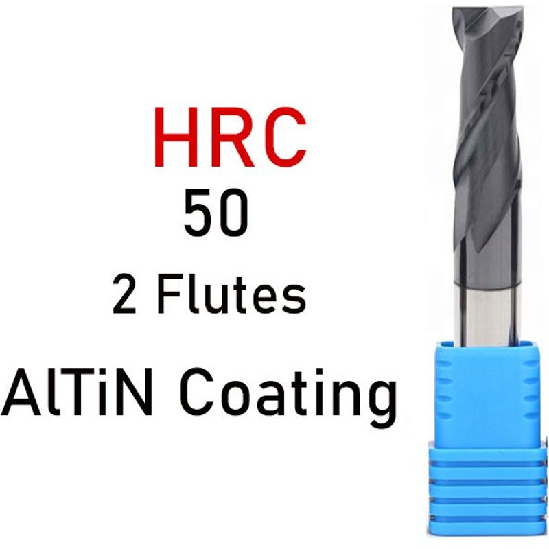 20X20DX100L-2F HRC50 For Steel 1PCS Fraise en carbure à 2 cannelures, revêtement en alliage, outil de coupe en acier au tungstène, fraiseuses CNC, HRC50 HRC55 HRC65 ""Nipseyteko