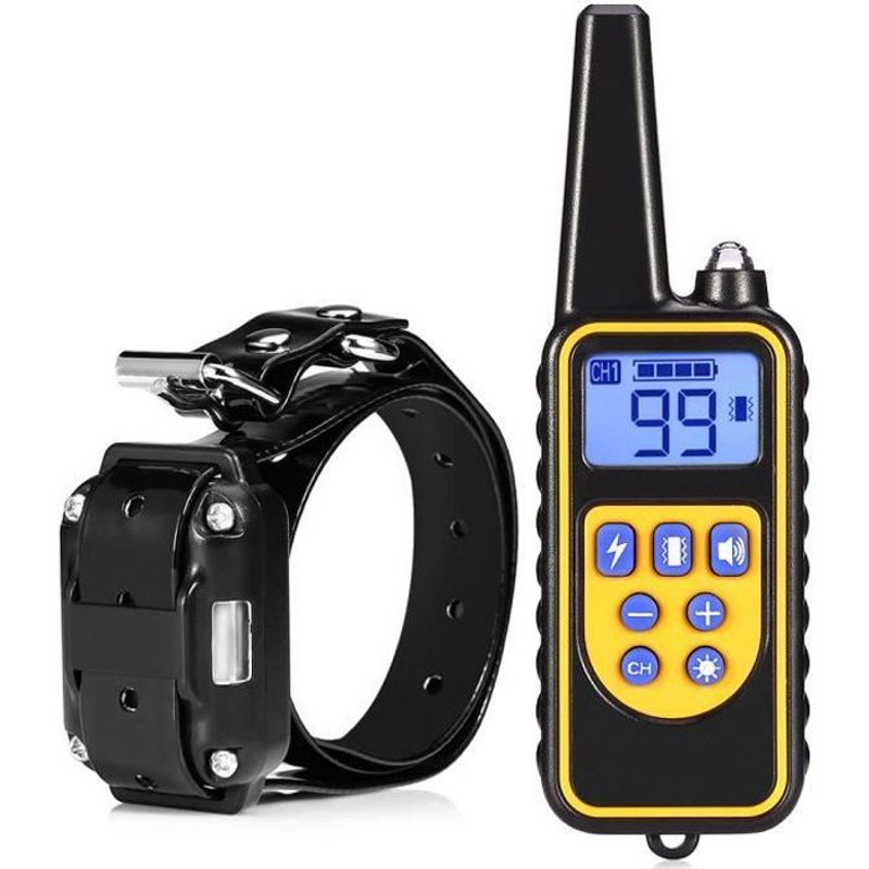 Gogou 880m Choc Électrique Rechargeable Étanche Chien Collier De Dressage Avec Écran Lcd Pour Tous Les Tailles Des Chiens Noir Et Jaune