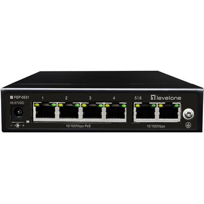 LevelOne FEP-0631 commutateur réseau Fast Ethernet (10/100) Connexion Ethernet, supportant l'alimentation via ce port (PoE) Noir