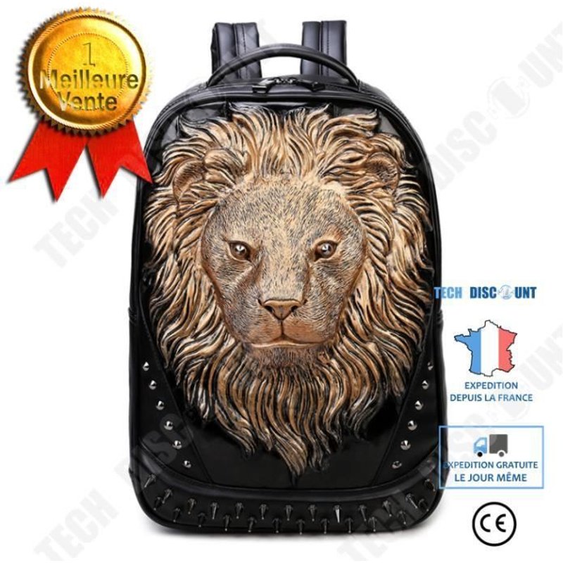 TD® Personnalité en relief 3D cool dragon tendance hommes et femmes modèles cuir sac à dos