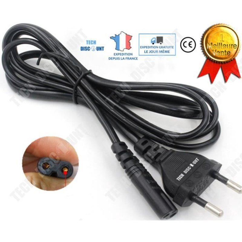 TD® cable d'alimentation bipolaire tv samsung ps4 ps3 europe cordon secteur de rechange pour consoles de jeux en 8 trefle imprimante