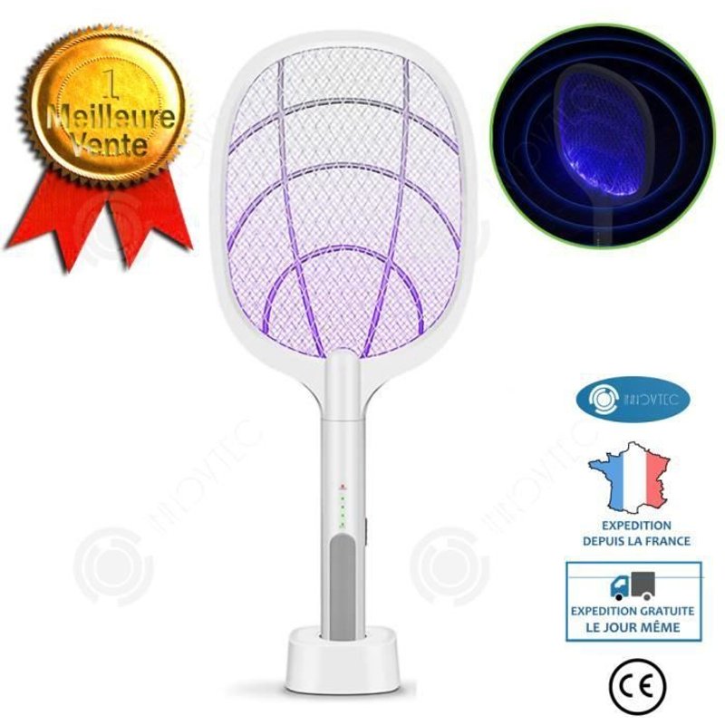 INN Tapette de moustique électrique, tueur de moustiques, tueur de choc électrique domestique rechargeable deux-en-un