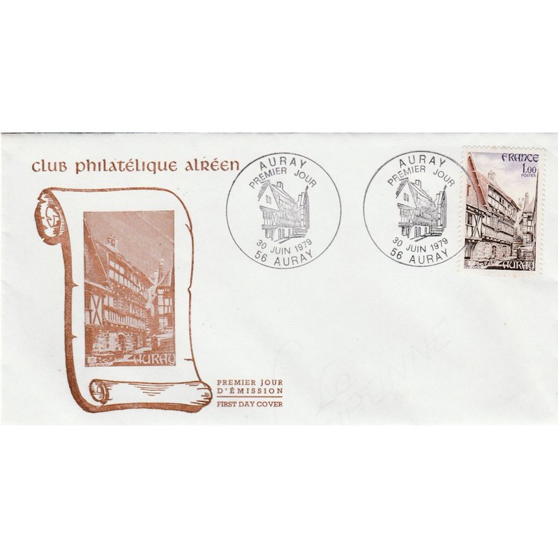 Lot 5 Timbres France Yt 2041 Auray +Enveloppe Premier Jour: La Descente Vers Le Port De Saint-Goustan 1979