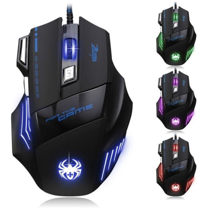 7 Bouton USB optique filaire 5500 DPI Gaming LED PRO Souris pour Gamer Pro *w341