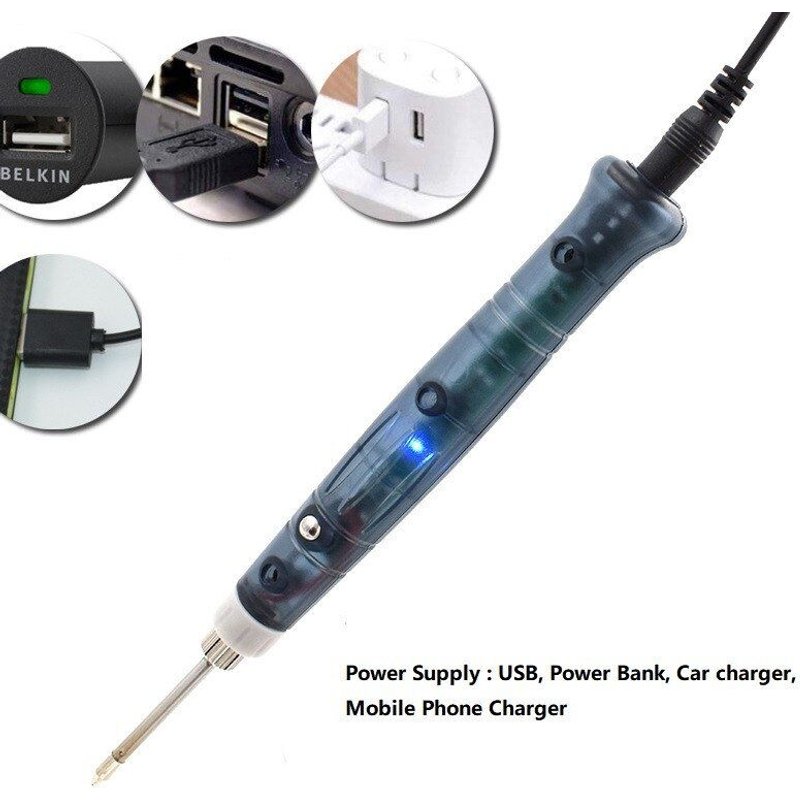 Fer à souder USB Portable outils de chauffage électrique, rénovation avec indicateur lumineux outil de réparation de stylo de soudage