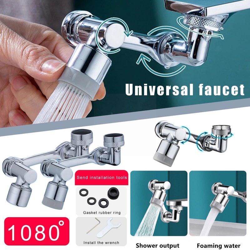 Robinet universel à Rotation de 1080 °, aérateur avec filtre anti-éclaboussures, 1080 degrés, buse rotative de pulvérisation, degré F0k1