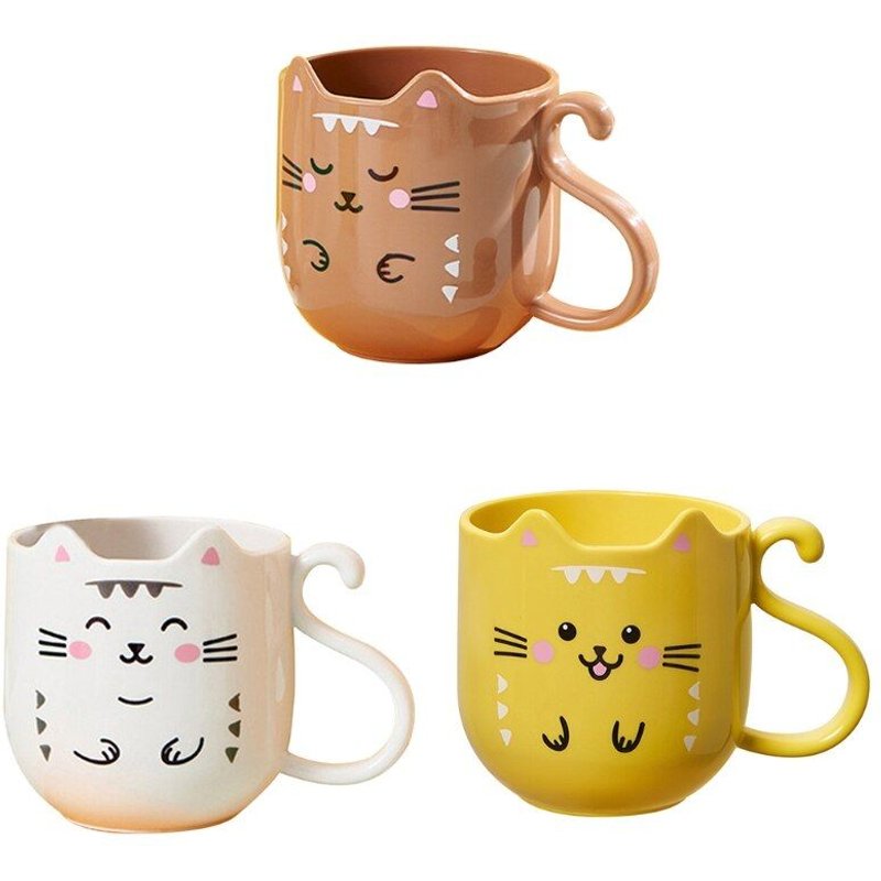 Tasse de bain de bouche chat dessin animé pour enfants, mignon, chat étudiant, salle de bain, brosse