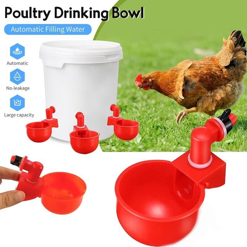 Tasse À Eau Automatique Pour Poulet, Bol À Boire En Forme De Poulailler À Oiseaux, Pour Arrière-Cour, À Suspendre, Avec Mamelon