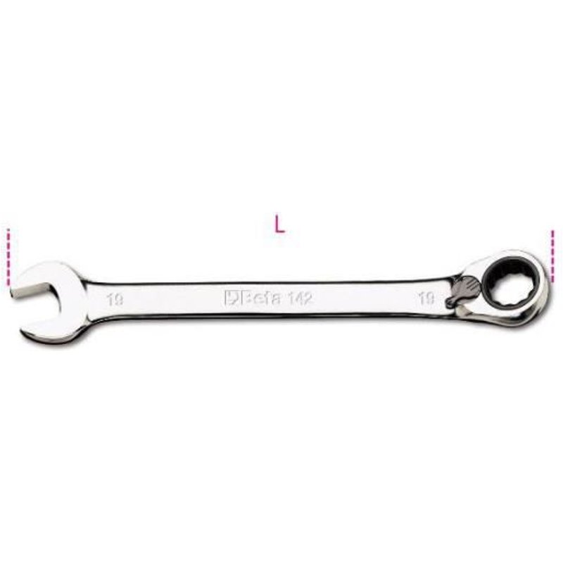 Clé plate mixte à cliquet réversible Beta 12mm