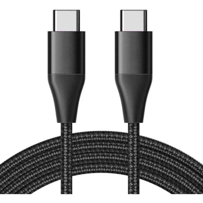 Câble USB-C vers USB-C pour Samsung Galaxy A15 A25 A35 A55 A05s S24 FE - Nylon 1 Mètre Noir - E.F.Connection