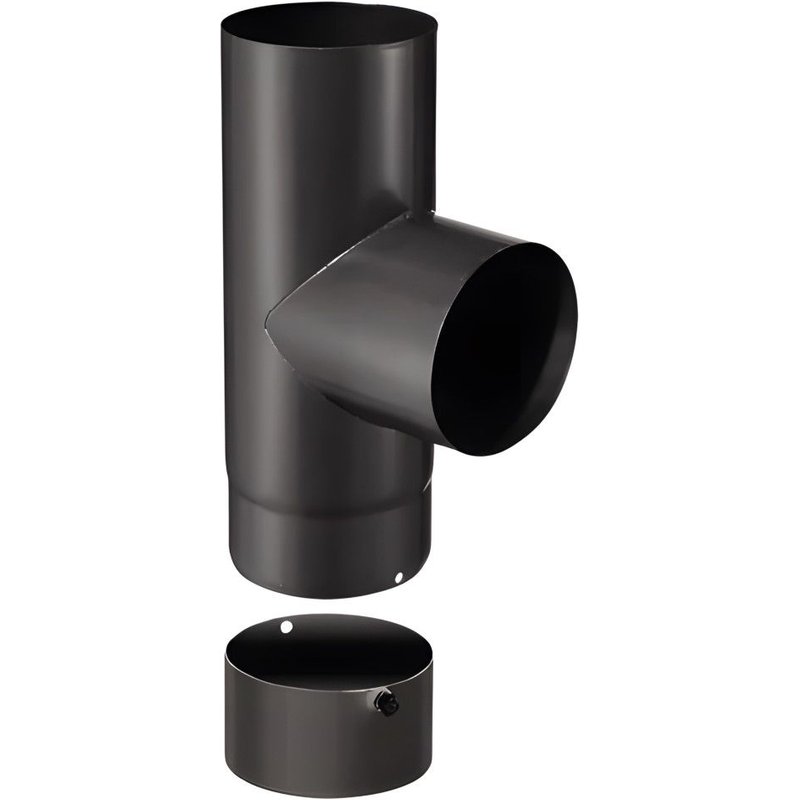 JONCOUX Té 90° avec tampon pour tuyau EMAIL 0,7 mm - Ø125 - Noir mat