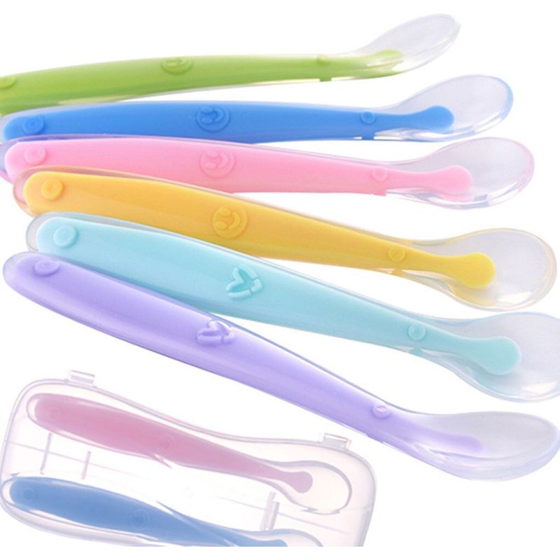 Cuillère En Silicone Souple Pour Bébé, Vente Spéciale, Couleur De Bonbons, Détection De Température, Outils D'alimentation Pour Nouveau-Né, Enfant