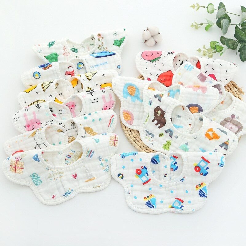 Bavoirs Mignons En Gaze 8 Couches De Dessin Animé, 360 Absorbants, En Pur Coton De Haute Qualité, Pour Bébé De 0 Pièces 2 Ans, Fournitures Essentielles, 1 Pièce