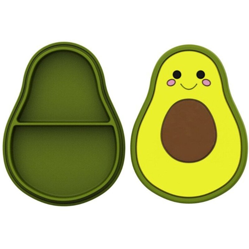 Bol À Ventouse Pour Bébé, Assiette À Dîner Divisée, Dessin Animé D'avocat, Pour Nourrissons, Apprentissage, Plat D'alimentation, En Silicone Non Toxique Sans Bpa Pour Ne