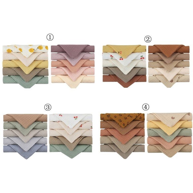 Serviette Carrée En Coton Pour Bébé, 10 Pièces, Mouchoir De Toilette Pour Le Visage, Bavoir D'alimentation En Mousseline