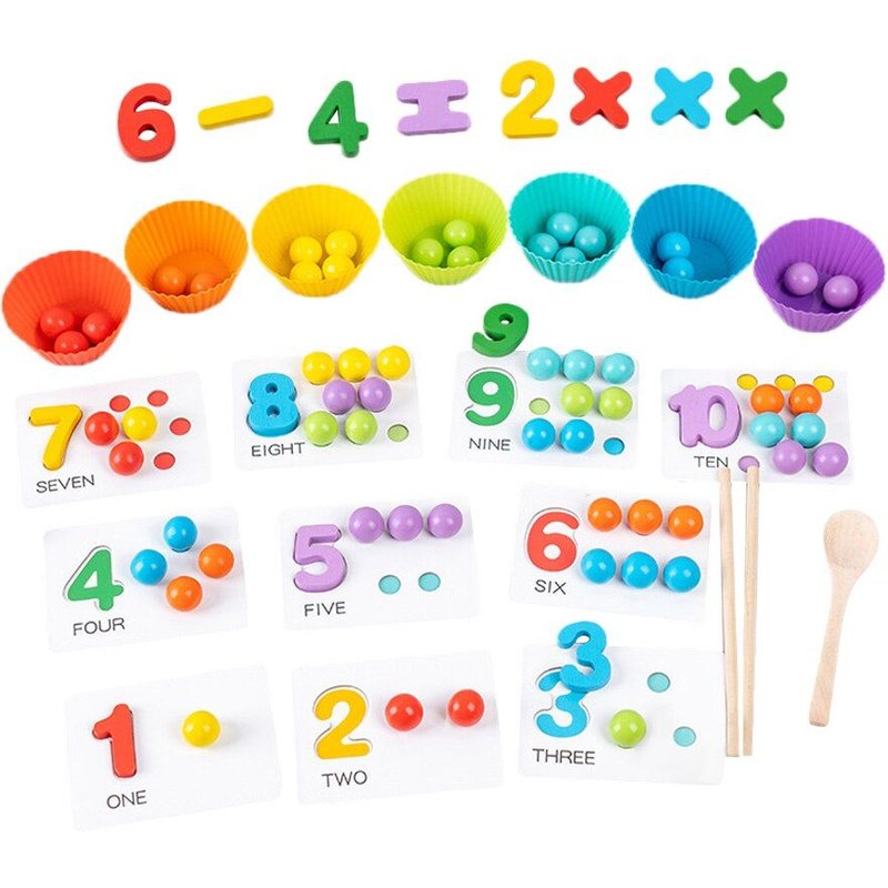 Ensemble De Jouets Éducatifs Mathématiques En Bois, Jouets D'apprentissage Des Maths, Nombres Assortis, Pour Les Écoliers Et Les Enfants À La Maison, 1 Ensemble