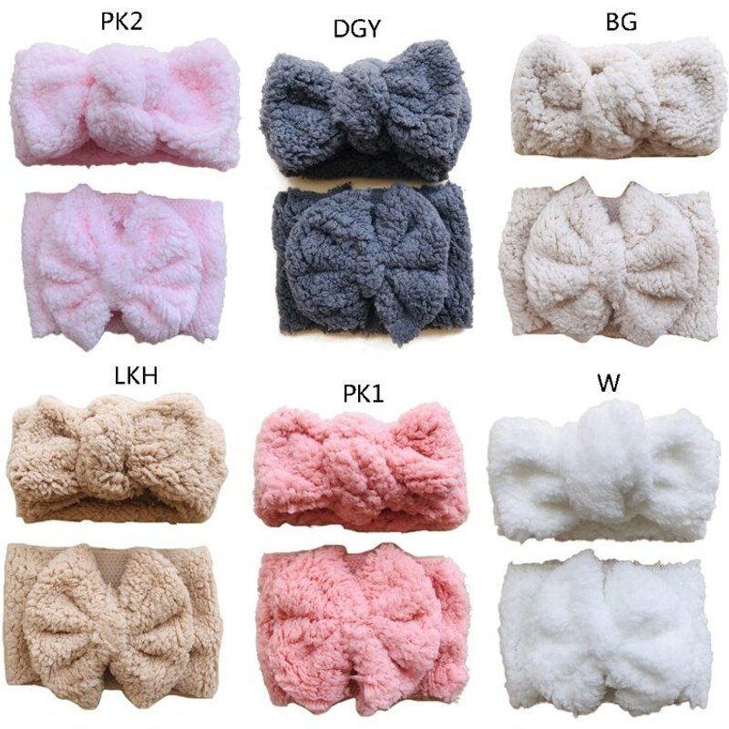 Bandeau Chaud Et Épais En Laine D'agneau Pour Nouveau-Né, Ensemble De 2 Pièces, Turban Pour Enfants, Accessoires Pour Cheveux D'hiver Pour Nourrissons Et Tout-Petits