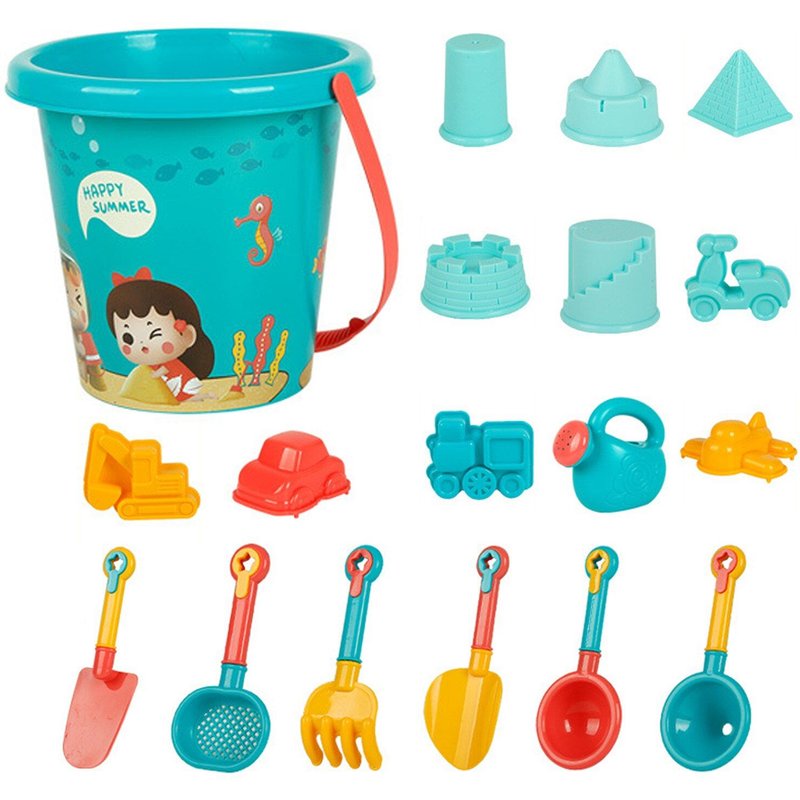 Jouets De Sable Pour Enfants 18 Pièces, Jouets De Plage Au Design Épais 18 Pièces, Jouets De Plage Résistants Aux Chutes, Moules De Sable, Seau De Plage