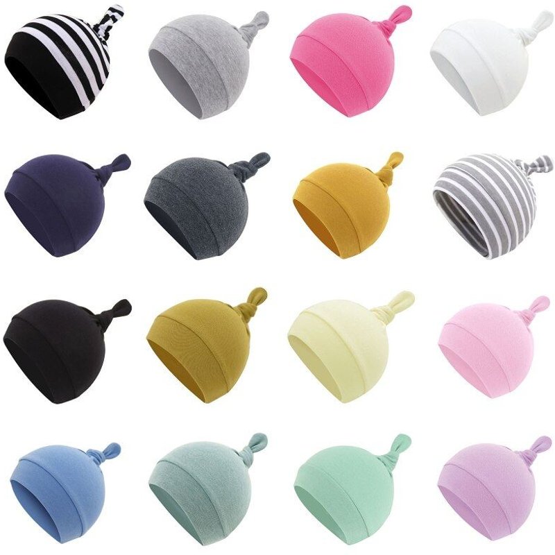 Bonnet De Nuit En Coton Doux Pour Bébé, Bonnet De Couleur Unie, Bandana, Turban