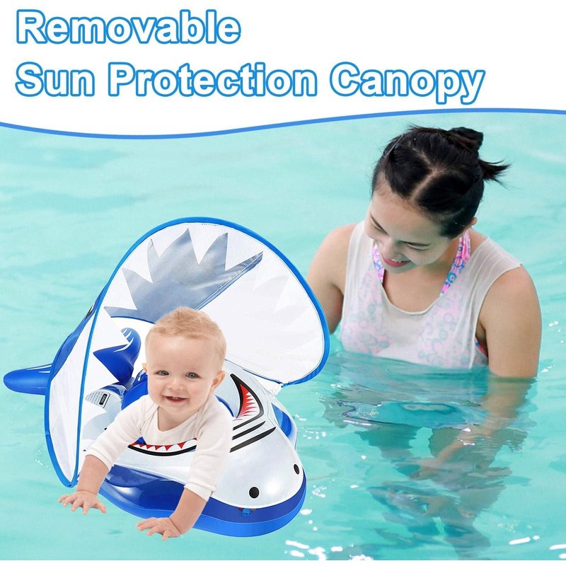 Bouée De Piscine Gonflable Pour Bébé, Avec Auvent Solaire Et Queue Non Rabattable, Pour Nager Avec Deux Sièges, De 3 À 36 Mois