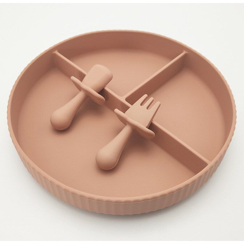 Fourchette En Silicone Pour Enfant, 3 Pièces, Bol, Assiette, Anti-Chute, Fourchette, Cuillère, Fourchette, Portable, Accessoires Pour Bébé