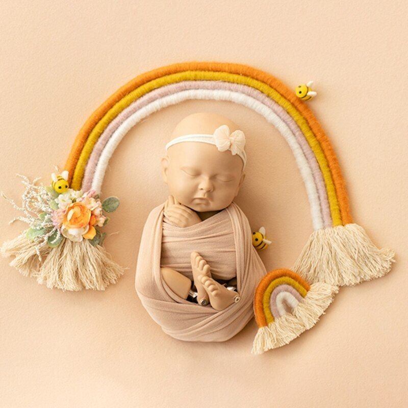 Mignon Fait Main Accessoires Coton Corde Pont Arc-En-Ciel Nouveau-Né Photographie Fond Décoration Infantile Studio Photo Accessoires