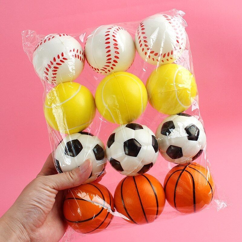 12 Balles Souples Pour Enfant, 6.3cm, En Caoutchouc Mousse, Anti-Stress, Pour Jouer Au Football, Au Basket-Ball, Au Tennis