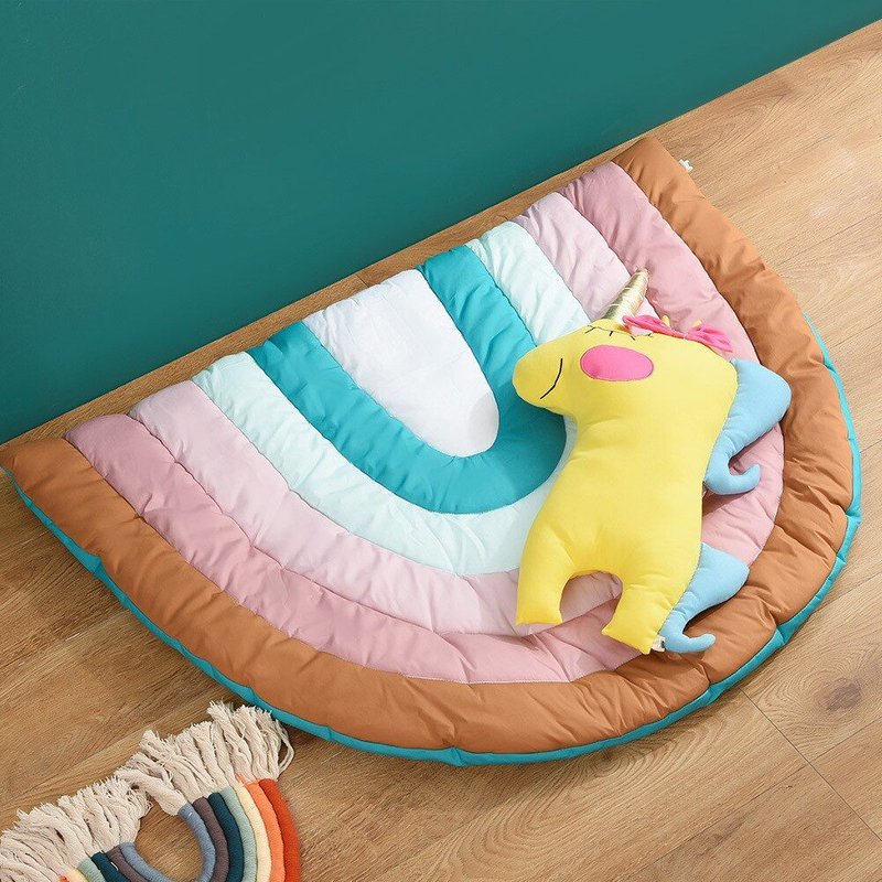 Tapis Arc-En-Ciel En Coton Pour Enfants, Demi-Cercle, Tapis De Jeu Pour Bébés, Tapis De Sol Pour Enfants, Chambre Rampant, Style Boho, Décoration De Chambre À Coucher