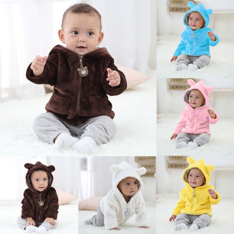 Manteau D'automne Et D'hiver Pour BĂ©bĂ©s Garçons Et Filles, VĂȘtements En Molleton De Couleur Unie, Mignon Ă Capuche, Chaud, VĂȘtements D'extĂ©rieur Pour Nouveau-NĂ©s