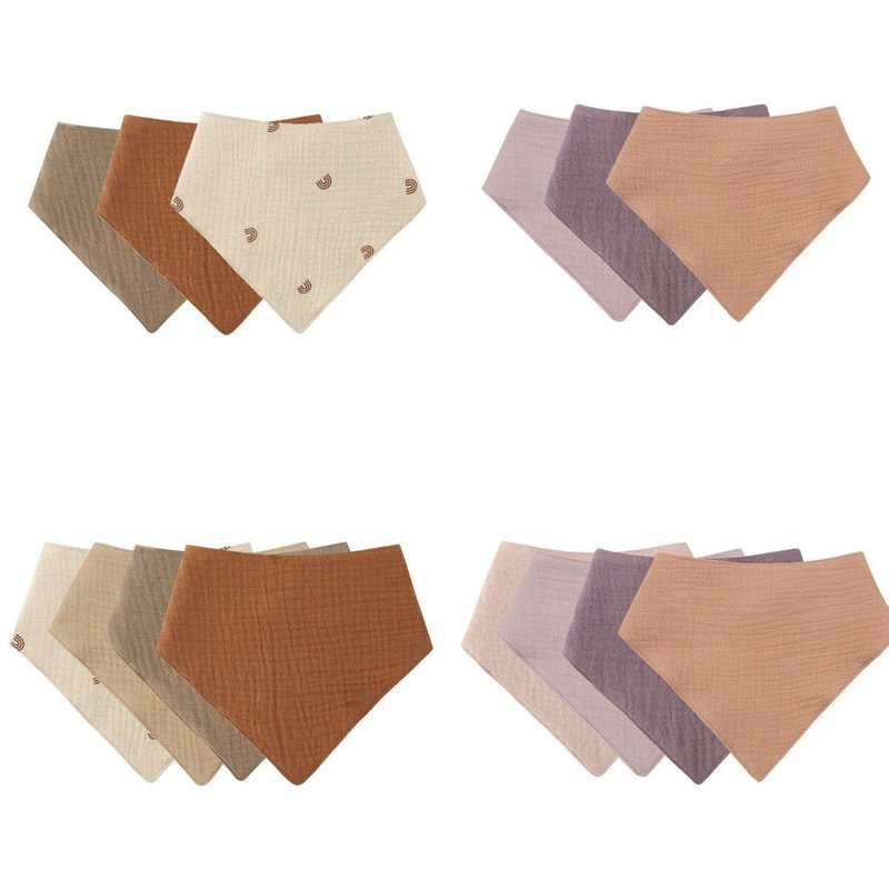 Bavoir En Coton Doux, Écharpe Triangulaire, Couleur Unie, Bouton À Pression, Bavette D'alimentation Pour Bébé, Serviette De Salive, Bandana, Tissu De Roter, 4 Pièces