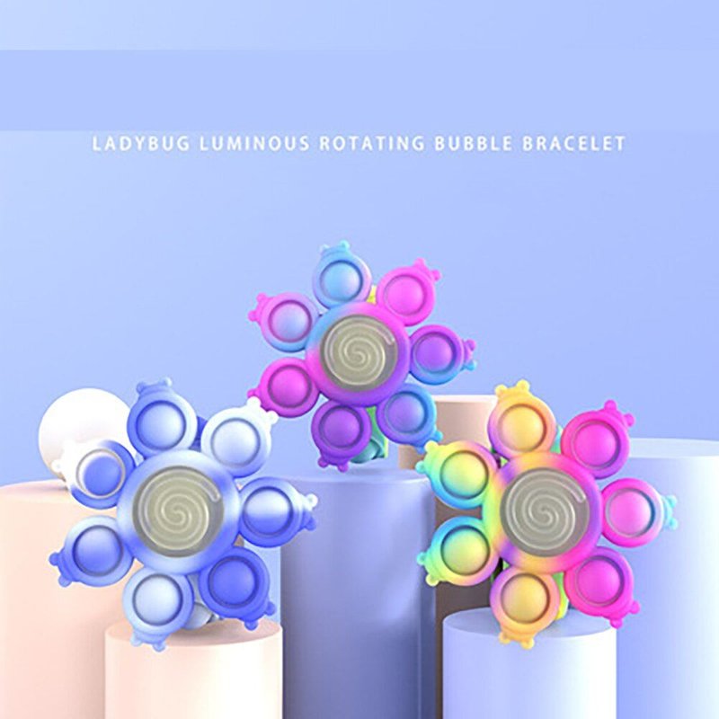Jouet Gyroscope Fidget Du Bout Des Doigts Arc-En-Ciel, Bracelet Lumineux À Led En Silicone, Rebond, Bulle De Pression, Montre, Jouets Anti-Stress