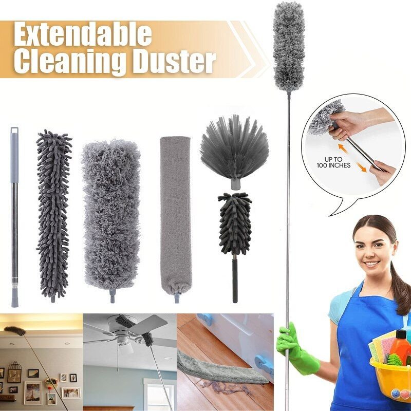 Brosse de nettoyage en microfibre, plumeau de nettoyage extensible de 30 à 100 pouces, brosse détachable lavable, nettoyage des meubles de voiture, de la maison, de la climatisation