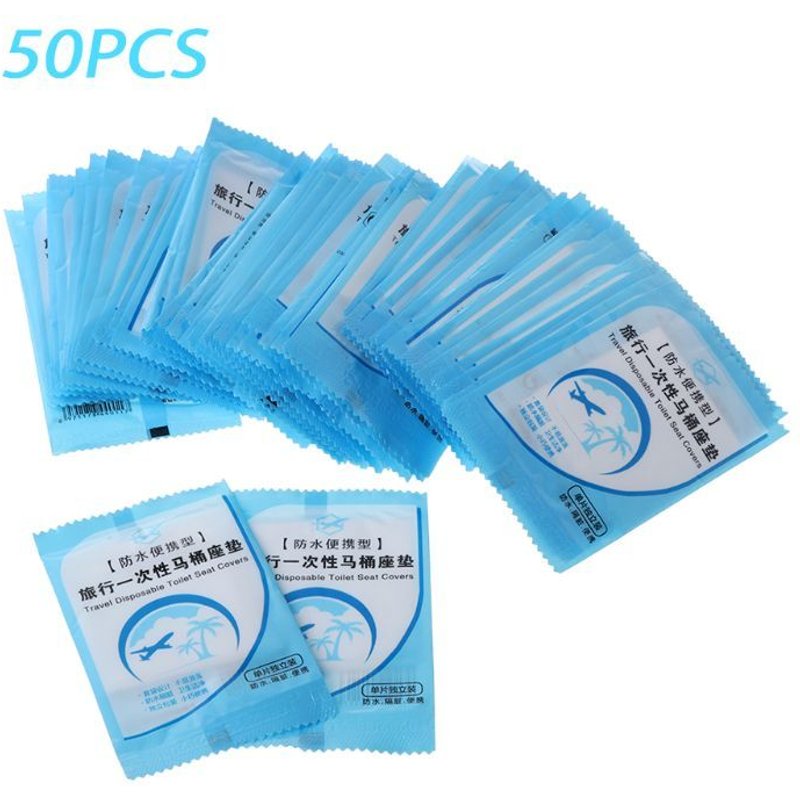 Housse de siège de toilette jetable 50 pièces, housse de siège de toilette, Portable, imperméable, siège de sécurité, pour voyage Camping et déplacements