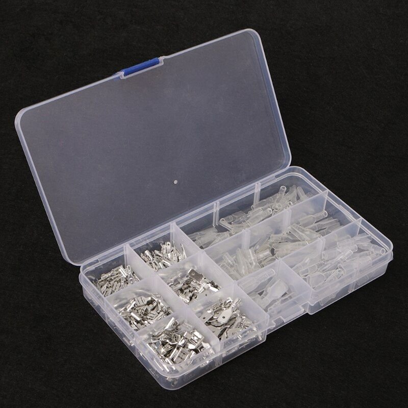 Bornes à sertir jeu de 270 pièces Connecteurs de broches à sertir pour femmes et hommes, jeu de bornes à sertir 2.8mm 4.8mm 6.3mm, chaud