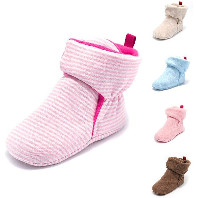 Bottines Chaudes Antidérapantes En Coton Pour Bébé Fille, 1 Paire, Chaussures De Sol En Fausse Polaire, Couleur Pure, Hiver