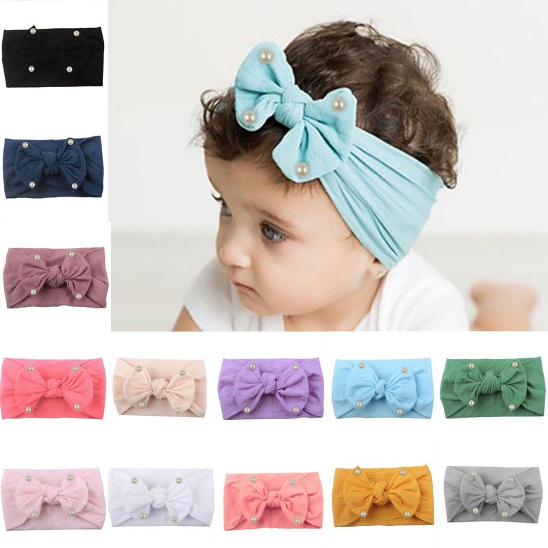 Bandeau Élastique À Noeud Large, Couleur Unie, 1 Pièce, Pour Enfants Filles, Bandeau Pour Cheveux De Bébé, Turban, Accessoires Pour Cheveux