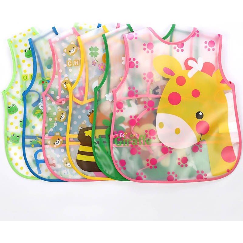 Tablier De Riz Imperméable Pour Enfants, Motif Dessin Animé Eva, Poches De Riz Pour Bébé, Tissu D'alimentation Pour Bébé, Bavoir Style Gilet 1 Pièce