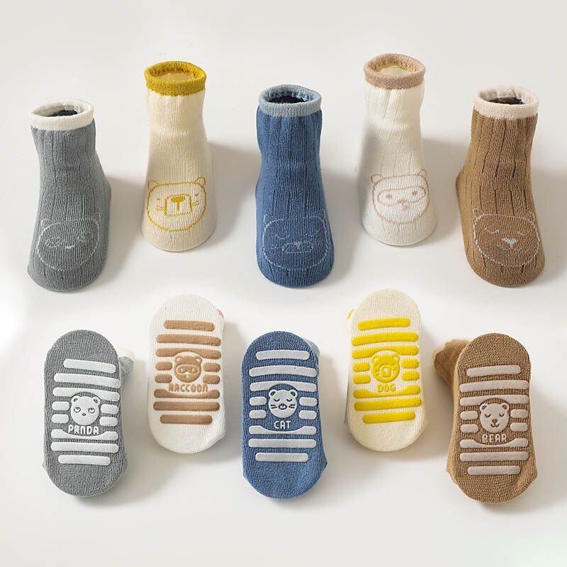 Chaussettes De Sol Pour Bébé, En Coton Peigné, Antidérapantes, Respirantes, Dessin Animé, Pour Nouveau-Né, Automne Et Hiver