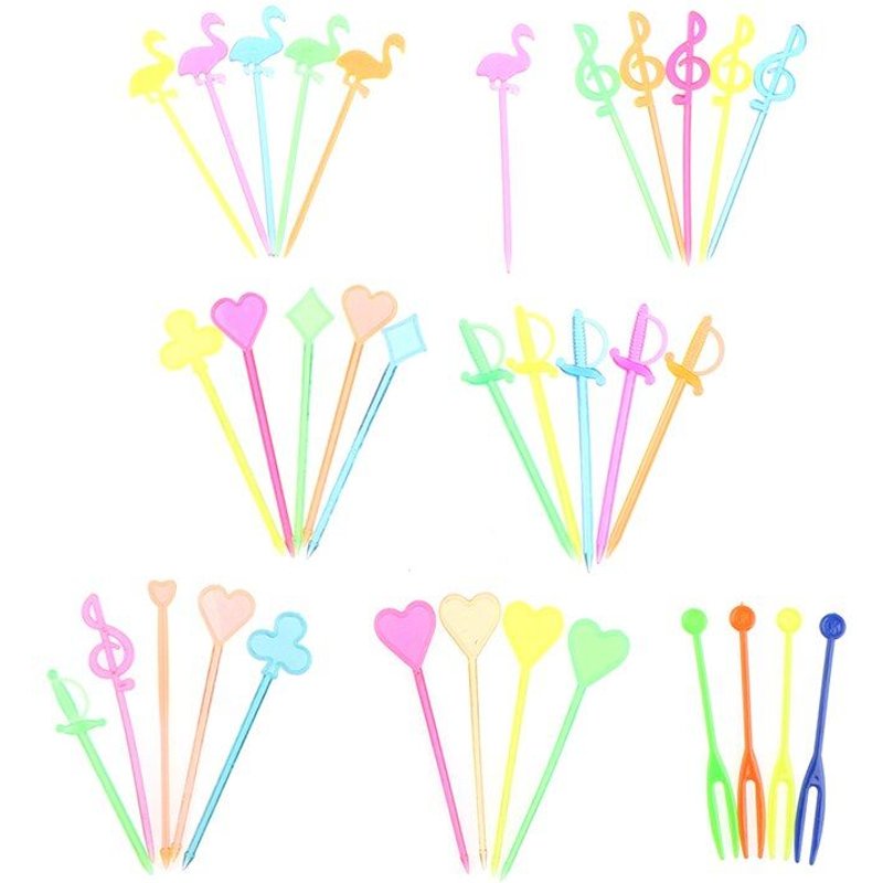 50pcs Jetable Bento Légumes Vaisselle Mignon Mini Bambin Enfants Fourchettes À Fruits Cure-Dents Enfants Pics Alimentaires Dessin Animé Flamant