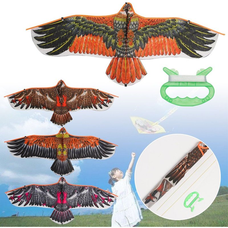 Cerf-Volant D'aigle De 1.1m Avec Ligne De Cerf-Volant De 30 Mètres Grand Cerf-Volant D'oiseau D'aigle Cadeau Pour Enfants Voyages En Famille Jardin Sports De Plein Air Jouet De Bricolage