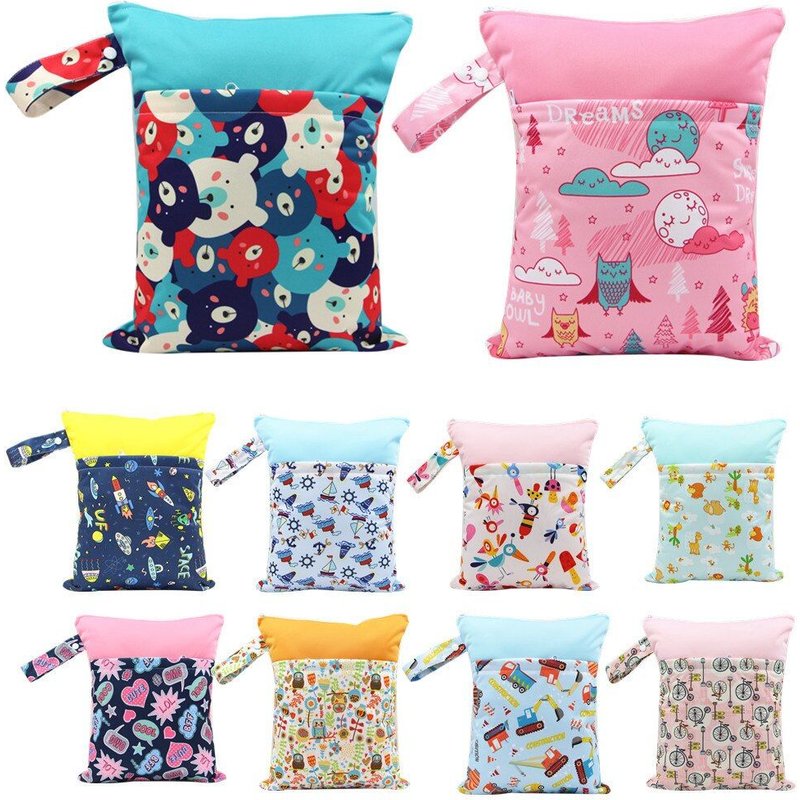 Sac À Langer Étanche Réutilisable 37x30cm, Sacs À Couches, Poche Imprimée Pul Voyage Humide Sec, Vente En Gros